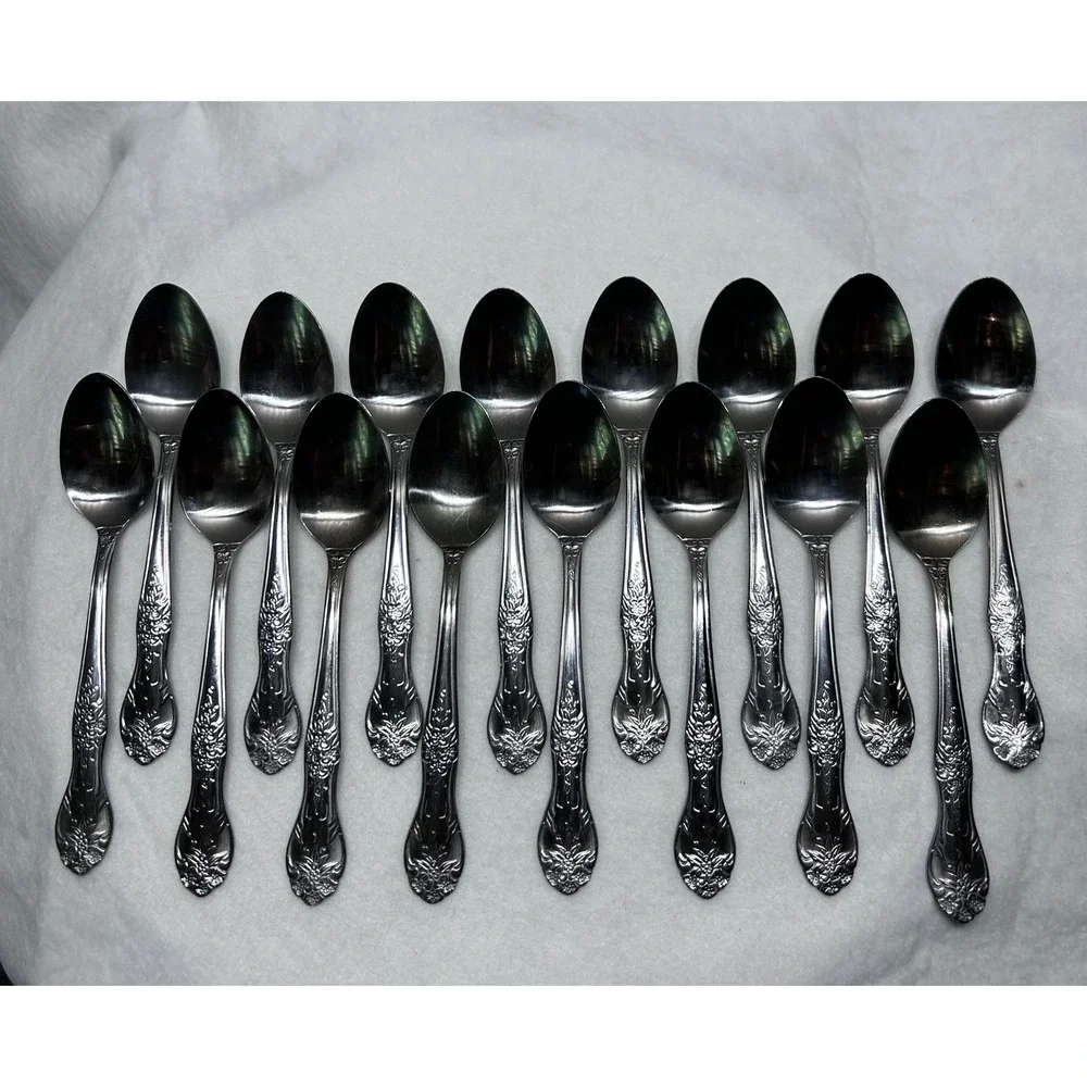 Rogers Precious Rose Pattern Stainless Flatware Set 53pc Service for 8 plus